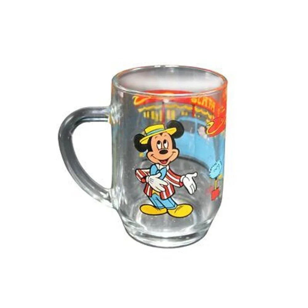 Vintage Mickey Mouse Automobile Mug BEX S.A. France Disney Paris Glass